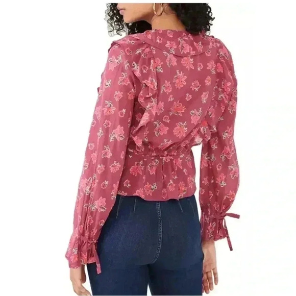 Free People Amanda Ruffle Floral Wrap Top in Sultry Combo Sz XS - Picture 3 of 10
